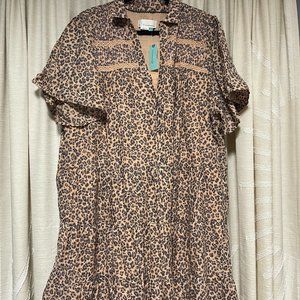 Anthropolige 3XL Cheetah Print, Short- sleeve Dress